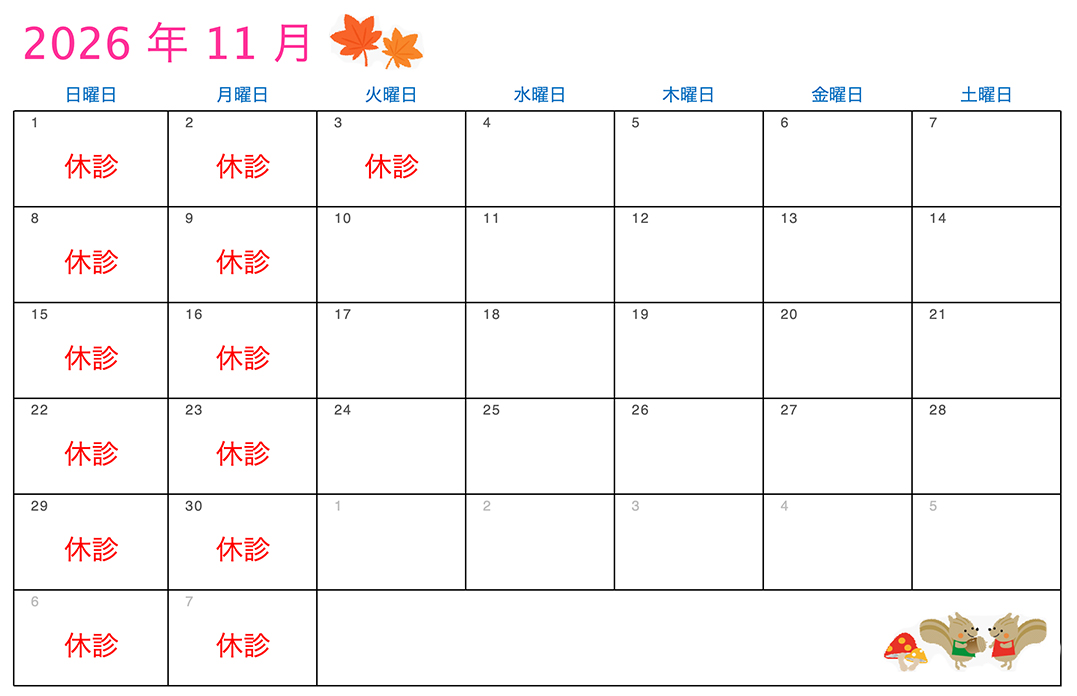 11月の診療カレンダー
